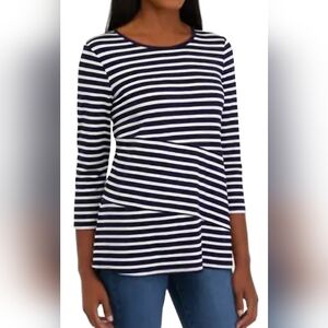 KIM ROGERS 3/4 SLEEVE TUNIC SZ XXL NAVY WHITE